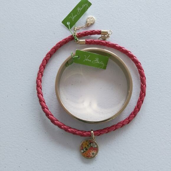 Vera Bradley Bittersweet Floral Bangle And Braided Charm Bracelet Set NWT - Picture 1 of 12